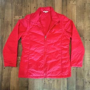 Lands End Kids red convertible vest/shell, down-filled, size 14.